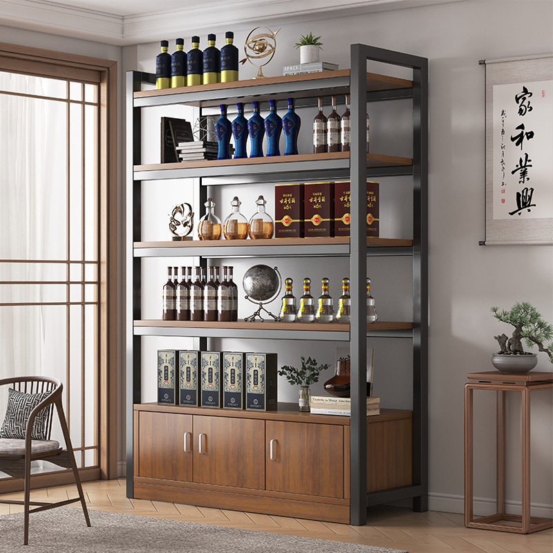新中式酒柜靠墙客厅烟酒展示柜酒架2026年新款复古储物柜子陈列柜