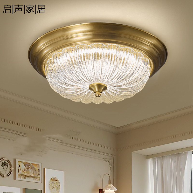 全铜美式复古LED圆形吸顶灯