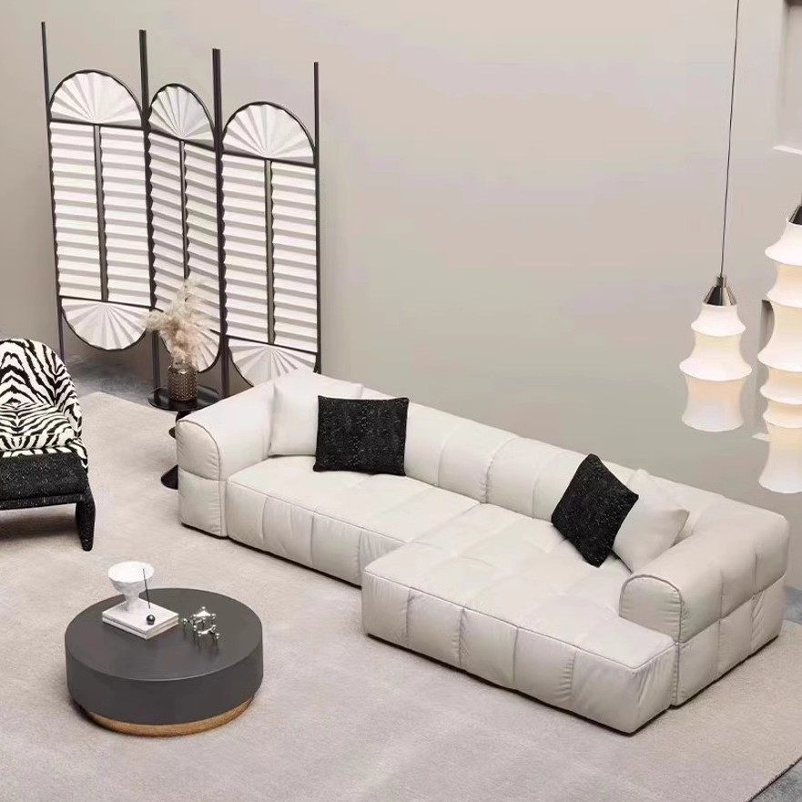 北欧轻奢奶油风布艺客厅豆腐块沙发创意拼色L形民宿酒店直排组合