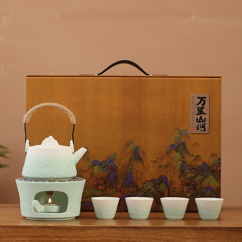 仿古温茶炉陶瓷茶具蜡烛台加热保温底座家用客厅煮茶套装中式礼品