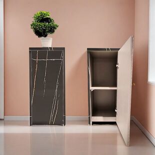 摆台岩板花架柜子客厅玄关落地式摆件可储物展示台置物架立柱底座