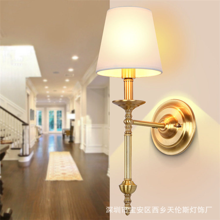 全铜美式简约壁灯卧室客厅走廊