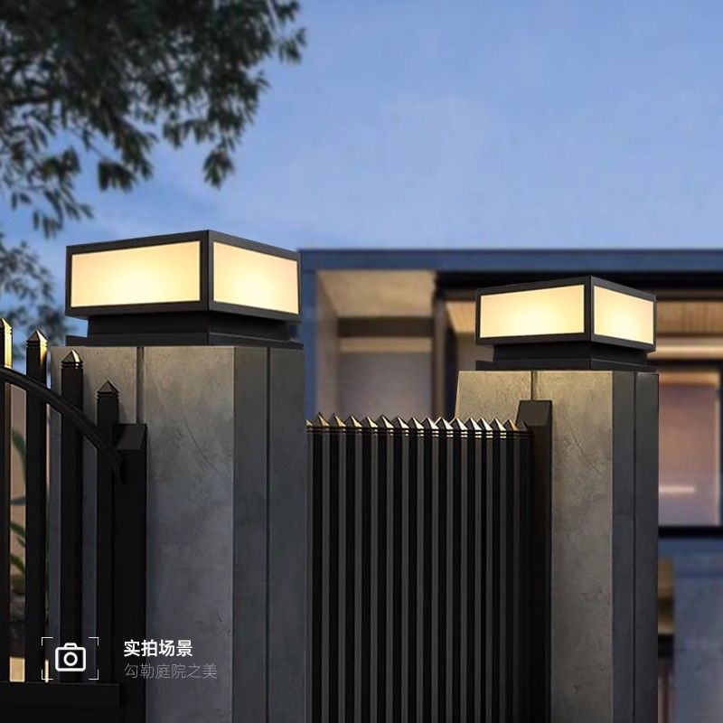 太阳能柱头灯简约现代百搭工业风户外防水大门围墙灯灯庭院柱子灯
