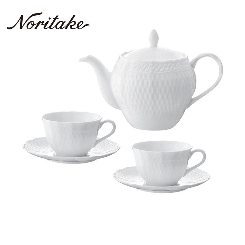 Noritake则武cher blanc日式简约白色咖啡杯子茶具下午茶杯碟套装