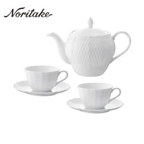 Noritake则武cher blanc日式简约白色咖啡杯子茶具下午茶杯碟套装