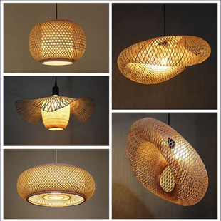 黎城县壶关县现代简约田园风格餐厅竹艺吊灯中式饭店个性茶楼竹灯