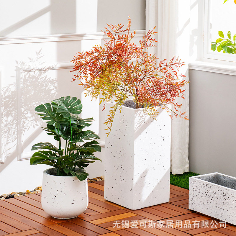 多彩高方形镁泥花盆 简约户外庭院落地式水泥花盆阳台创意盆景