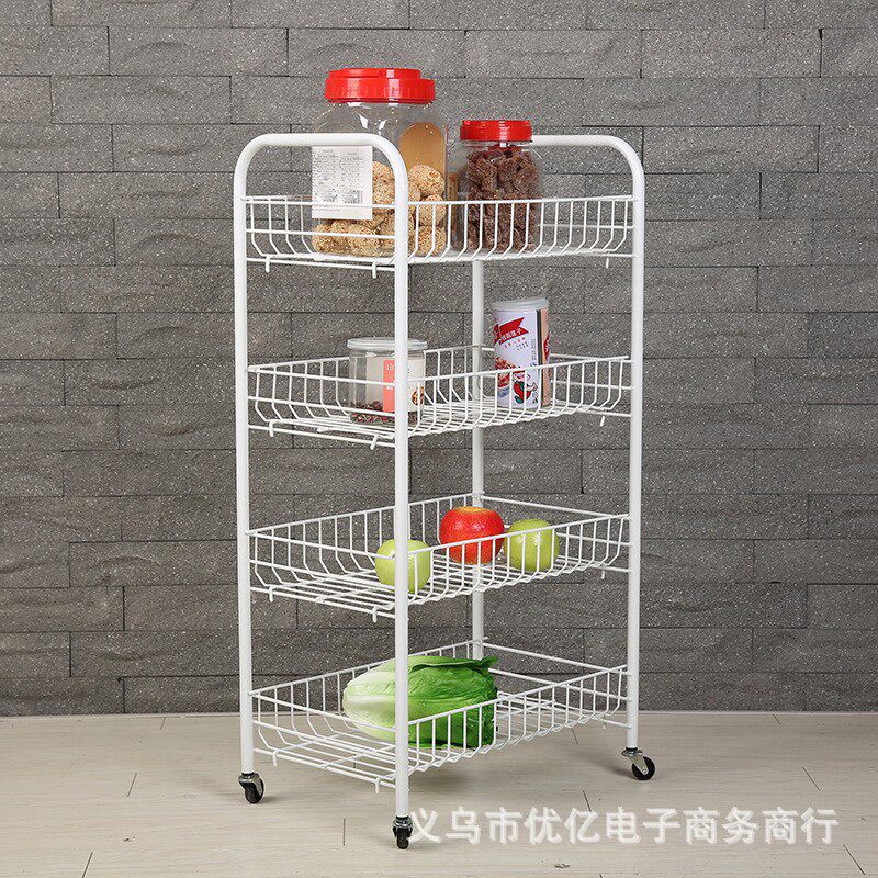 大号升级版家用铁线加固四层餐车推车厨用水果蔬菜收纳杂物置物架