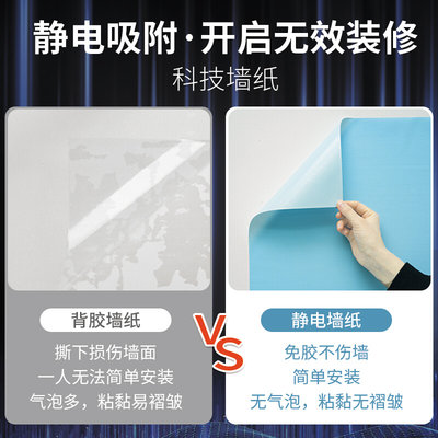 静电自粘墙面保护膜卧室温馨墙纸壁纸家用不伤墙护墙面贴无胶