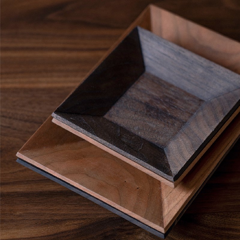 木墨生活 小食盘 日式实木盘子z樱桃木黑胡桃家用简约小托盘零食