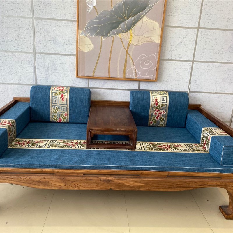 定制棉麻  亚麻罗汉床垫子红木家具床垫K棕垫 海绵垫乳胶垫5件套