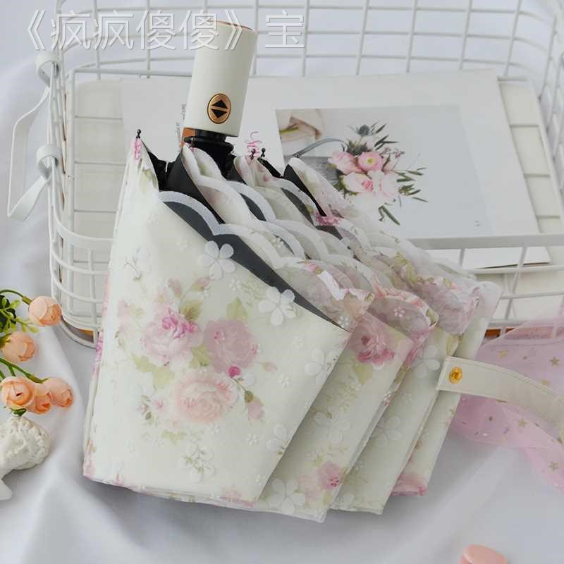黑胶遮阳伞防紫外l线女神蕾丝复古宫廷风自动太阳伞晴雨两用防晒