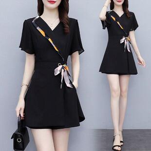 足疗工作服2023年夏季新款时尚中长款两件套显瘦减龄洋气短裤套装