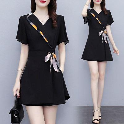 足疗工作服2023年夏季新款时尚中长款两件套显瘦减龄洋气短裤套装