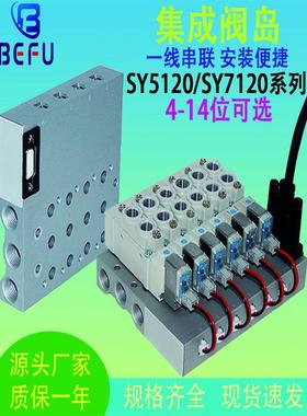 BEFU气动低功率高频电磁阀SY5120/SY7120集成阀岛汇流板总线底座