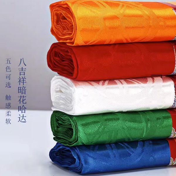 古规格发蒙多族礼饰品藏式色哈达仪暗花八吉祥批高档精品量五圣洁