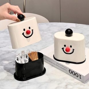 牙签筒牙签盒个性 创意罐二合一牙签可爱牙线棉签收纳盒盒家用新款