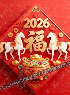 马年喜庆福字贴画大门双开门