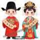 春节汉服新款 金童玉女门贴墙上门窗双开门冰箱福娃年画送福喜庆贴