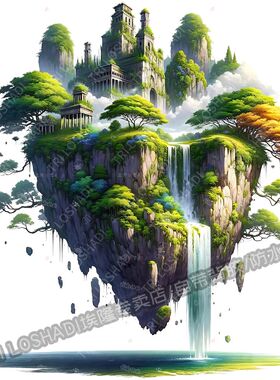壮观飞天瀑布风景贴画客厅书房墙上冰箱厨房治愈美景贴纸车贴马桶