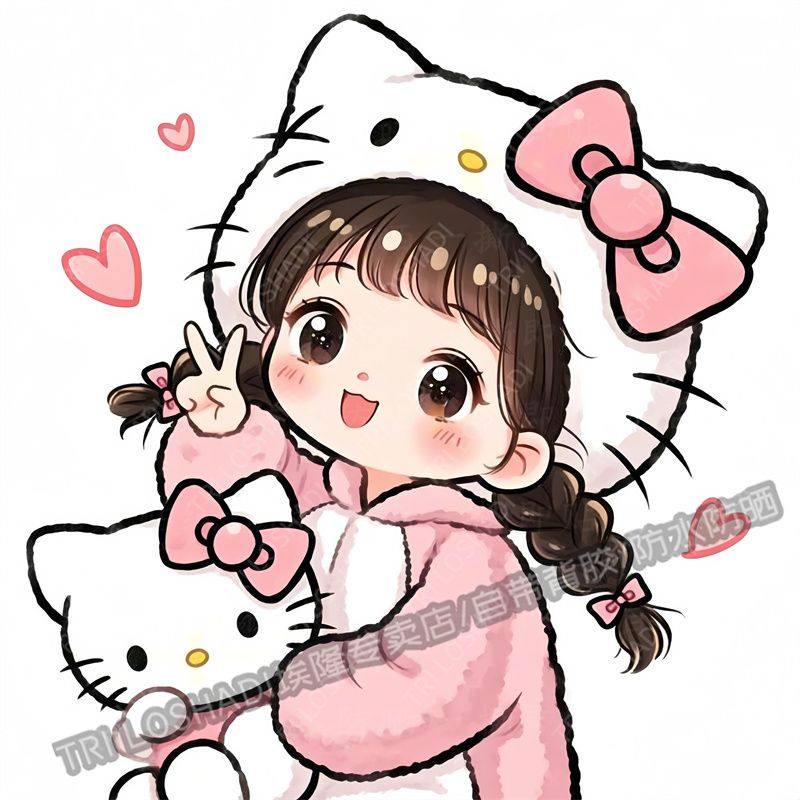hellokitty可爱女孩自粘贴纸电动车汽车装饰贴花防水墙上卧室贴纸