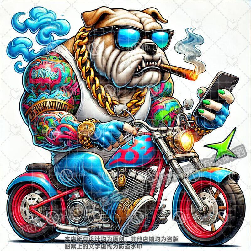 机车斗牛犬防水遮瑕墙贴