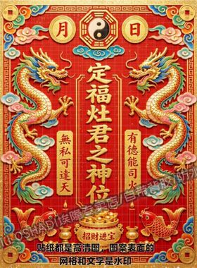 定福灶君之神位厨房贴画东厨司命