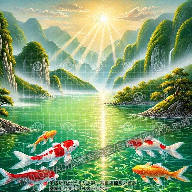 藏风聚气山环水抱阳光普照墙贴