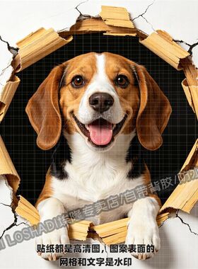 比格犬3d立体视觉贴纸客厅卧室墙