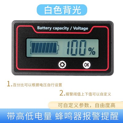 电动车电瓶铅酸锂电池电量显示器蓄电池车载电池电压表12V72V通用