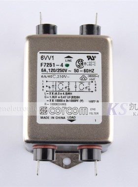 6VV1 6A F7251-4 跑步机贩卖机用Corcom 抗电磁干扰 VDE UL滤波器