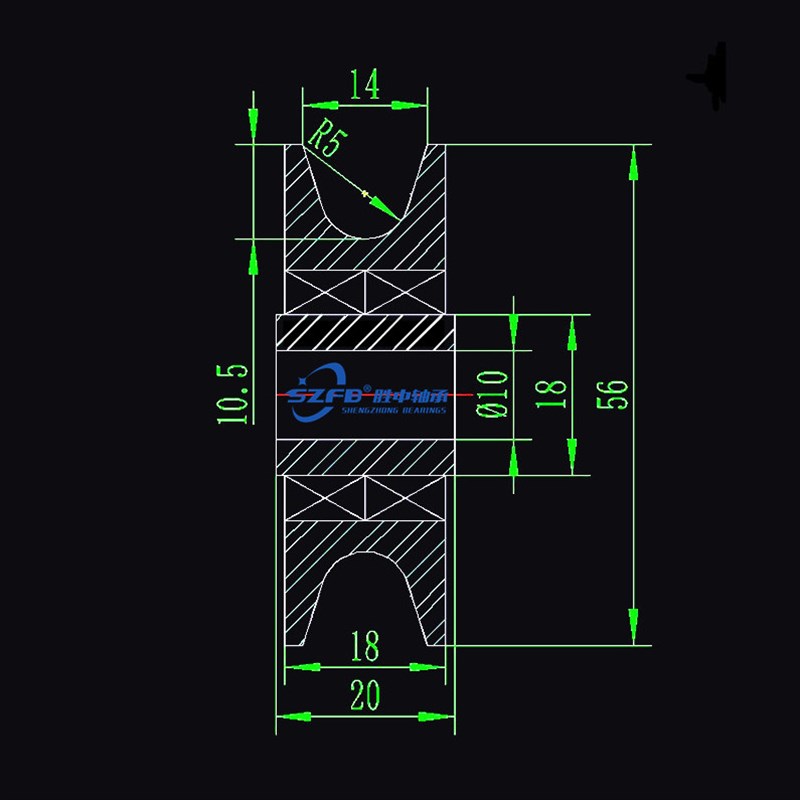 导向轴承H型槽轴承H U型滑轮轴承U型槽滑轮轴承10*56*20带U槽轴承