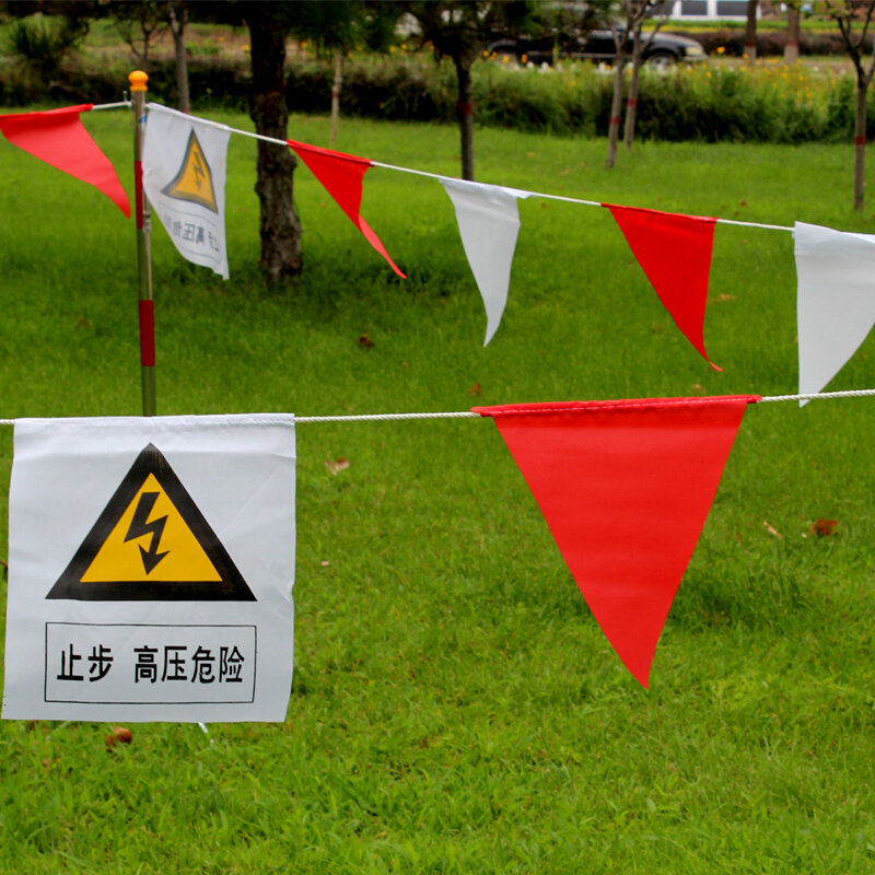 安全围栏电力安全警示旗 施工围旗三角旗 警戒绳电力彩旗1.6元/米