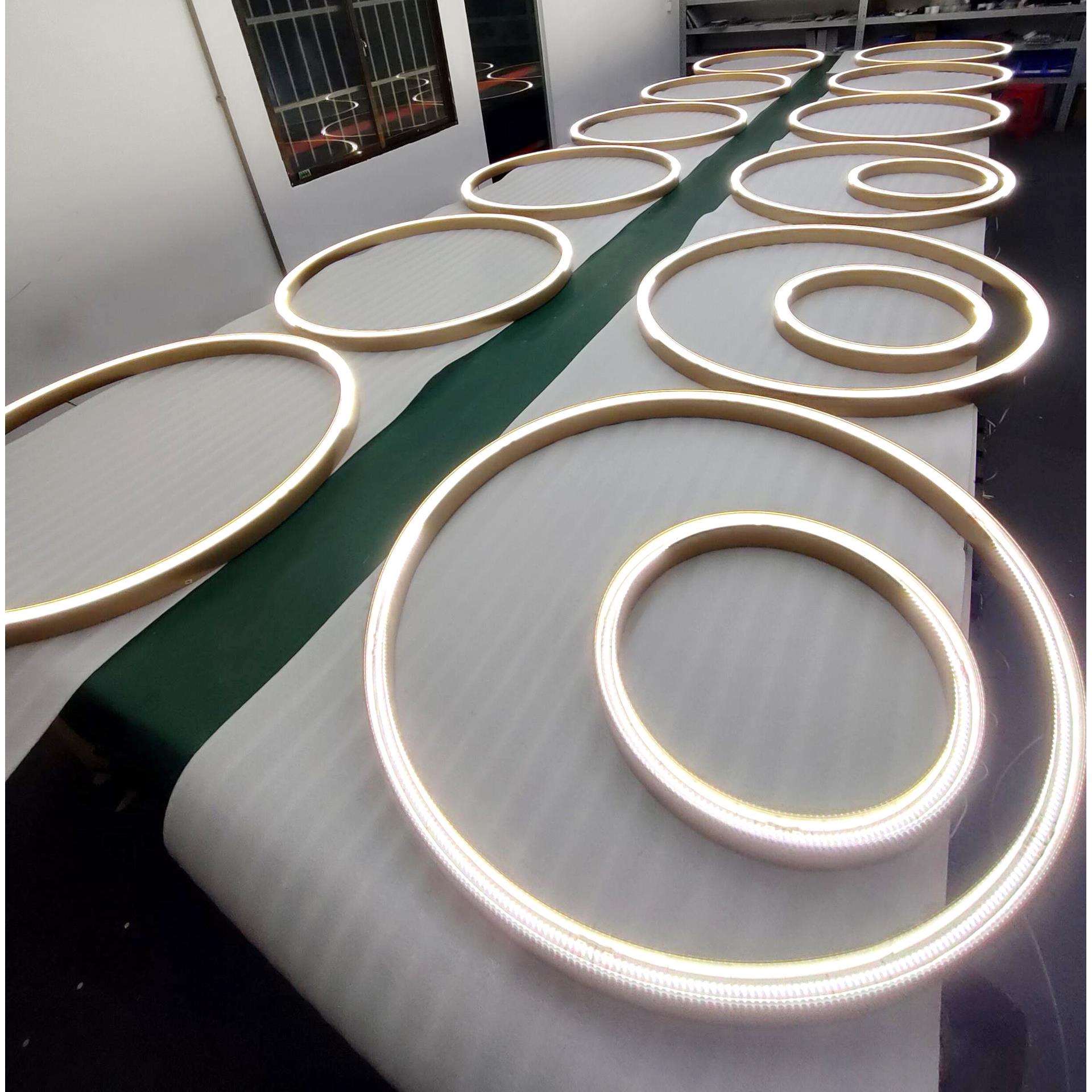 现代简约轻奢吧台环形创意个性吊灯超市吸顶灯铝制超窄边宽LED灯