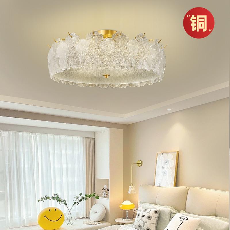 全铜法式卧室吸顶灯轻奢意式极简中山灯饰2025年新款花瓣主卧灯具