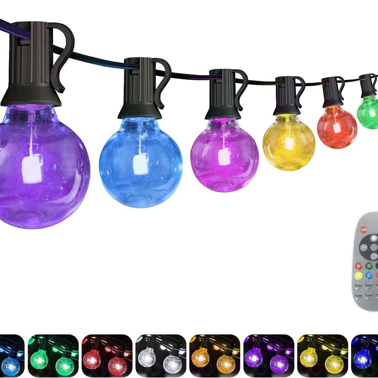 LED太阳能E12G40灯串户外防水防雨节日装饰彩灯RGB庭院遥控彩灯圣