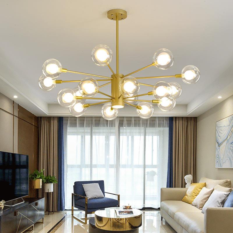 后现代简约卧室餐厅分子灯魔豆玻璃创意led金色北欧轻奢客厅吊灯