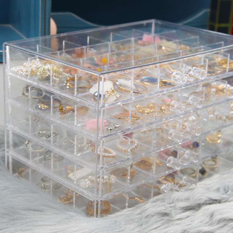 珠子收纳盒美甲放钻饰品收纳柜抽屉式多格亚克力透明专业美甲店