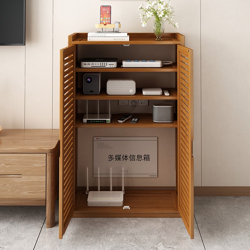 电视机顶盒c收纳柜落地光猫无需路由器WIFI置物架插电板电表箱遮