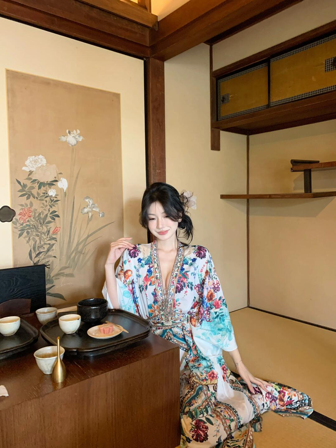 卡蜜拉 度假风连衣裙2025新款女夏季波西米亚高级感气质v领长裙子