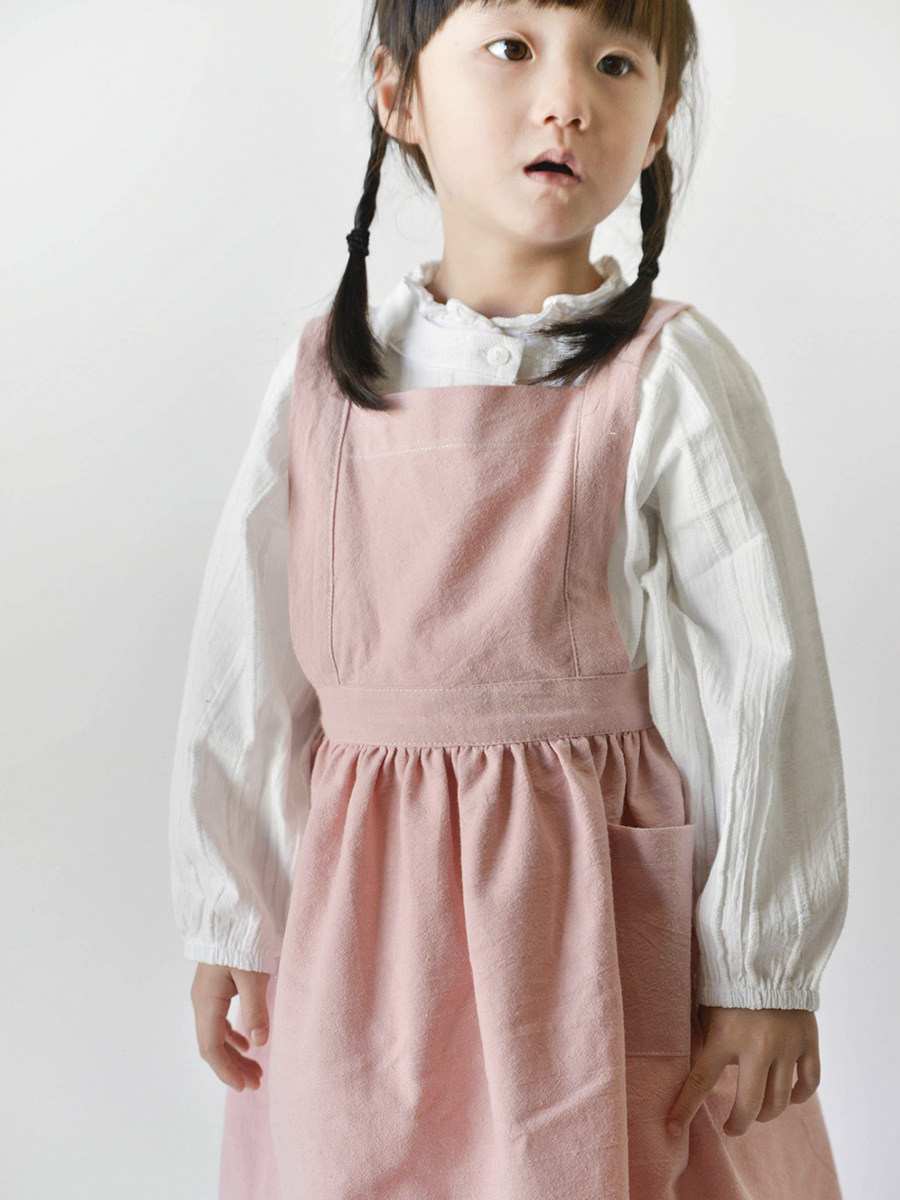 1VPR亲子小孩儿童围裙幼儿园烘焙纯棉公主可爱韩版画画衣美术绘画