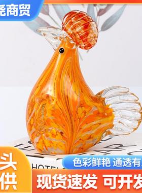 淄博琉璃工艺品摆件动物咕咕鸡博山玻璃水晶制品跨境热卖礼物
