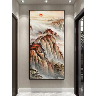 泰山图日出东方挂画入户门正对墙玄关装饰画有山无水过道走廊壁画