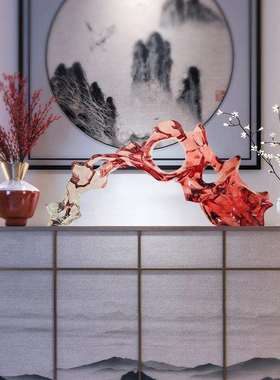 透明树脂抽象大气雕塑玄关工艺品摆件售楼处门厅柜装饰品客厅大堂