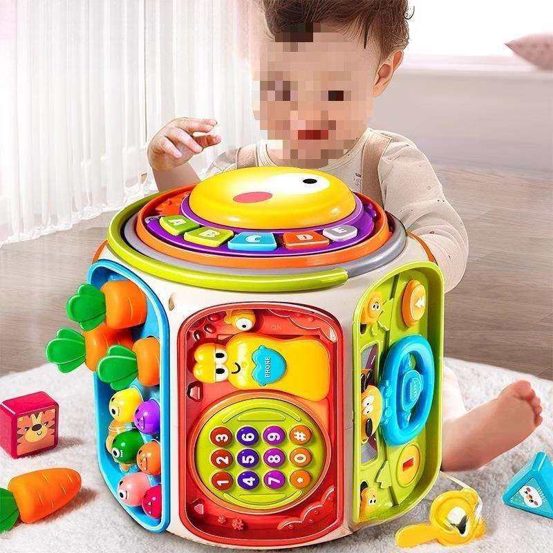 婴儿手拍鼓玩具0一1岁七宝宝八个月3九6音乐早教六面体拍拍鼓