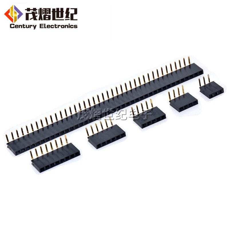 2.54mm间距 单排母 弯针排母1*2/3/4/5/6/10/20/40P 90度弯脚母座
