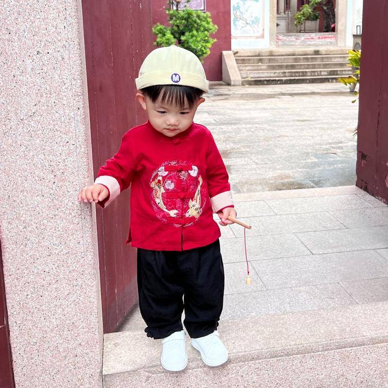 男童秋装套装一岁宝宝抓周唐装汉服春秋新款儿童中国民族风两件套
