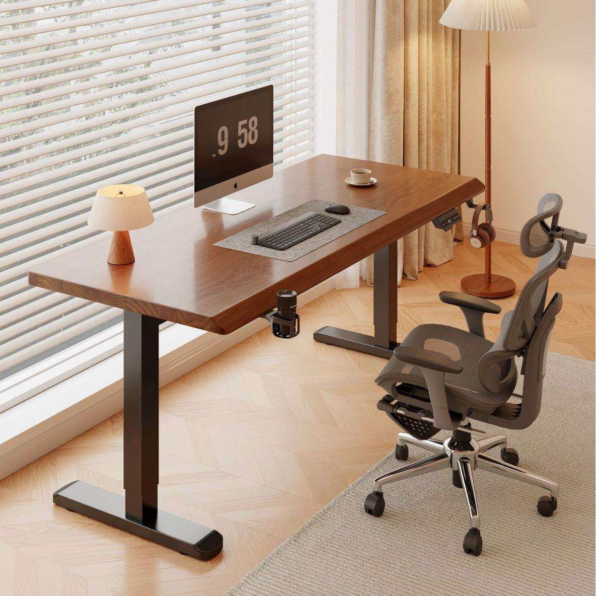 实木电动升降桌电脑桌学习书桌家用卧室电竞桌可升降办公桌工作台