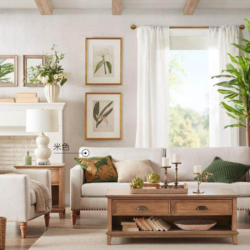 美式轻奢小户型客厅布艺沙发北欧现代简约奶油风民宿样板房家具