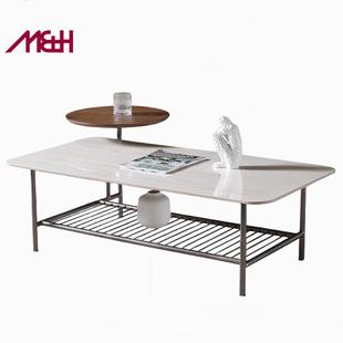 SSM135 北欧轻奢圆形大理石茶几组合网红后现代简约客厅多功能茶